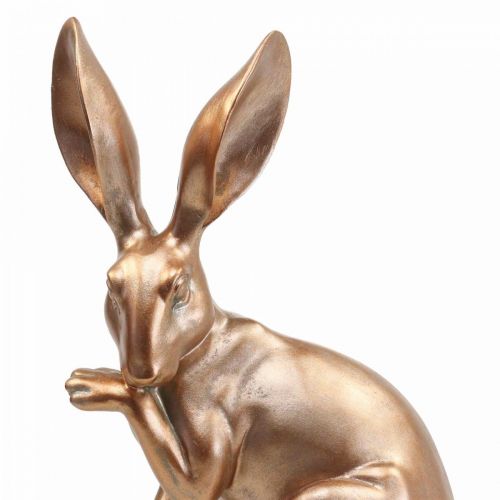 Floristik24 Déco lapin doré assis paire de lapins de pâques H30,5cm 2pcs
