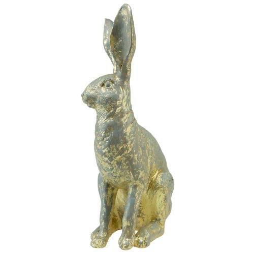 Floristik24 Lapin décoratif assis gris or Vintage Pâques 20,5x11x37cm