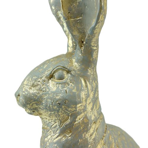 Floristik24 Lapin décoratif assis gris or Vintage Pâques 20,5x11x37cm