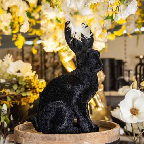 Article Grande Décoration Lapin de Pâques Céramique Floquée Noire H42,5cm