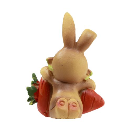 Article Lapin décoratif avec carotte Figurines décoratives lapin de Pâques H5,5 cm 6pcs