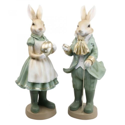 Floristik24 Déco lapin paire de lapins figurines vintage H40cm 2pcs