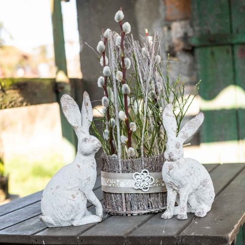 Article Déco lapin assis déco printemps shabby chic H25cm 2pcs