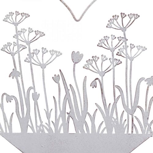 Floristik24 Coeur déco voyageur debout métal bois blanc déco printanière H31cm