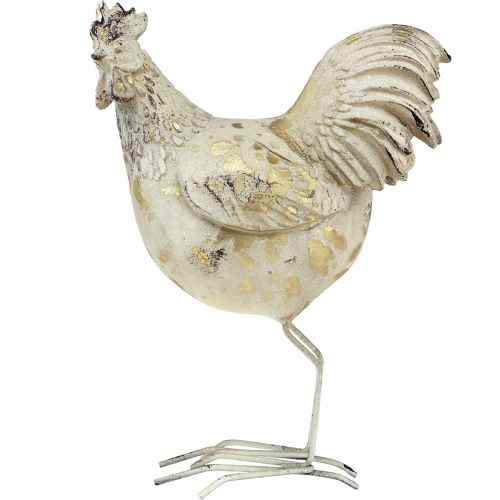 Floristik24 Poulets décoratifs or blanc coq poule vintage L13cm 2 pièces