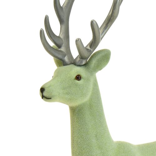 Article Figurine de Noël cerf renne déco vert gris H37cm