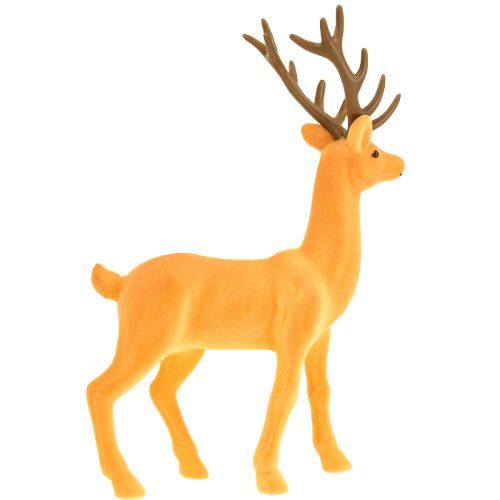 Article Figurine décorative cerf renne jaune marron floquée 37cm