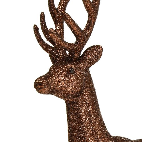 Article Déco cerf renne décoration cuivre figure paillettes H37cm