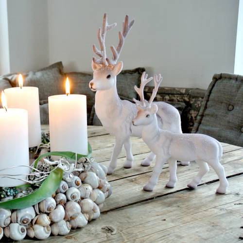 Article Renne décoratif blanc à paillettes – Décoration de Noël d&#39;hiver 20 cm 3 pièces