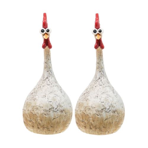 Poulets décoratifs figurines décoratives Décoration de Pâques poulet drôle H15cm 2 pcs