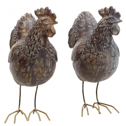 Floristik24 Déco poulets figure décorative jardin figure poulet vintage H17cm 2pcs