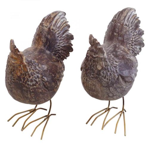 Floristik24 Déco poulets figure décorative jardin figure poulet vintage H17cm 2pcs