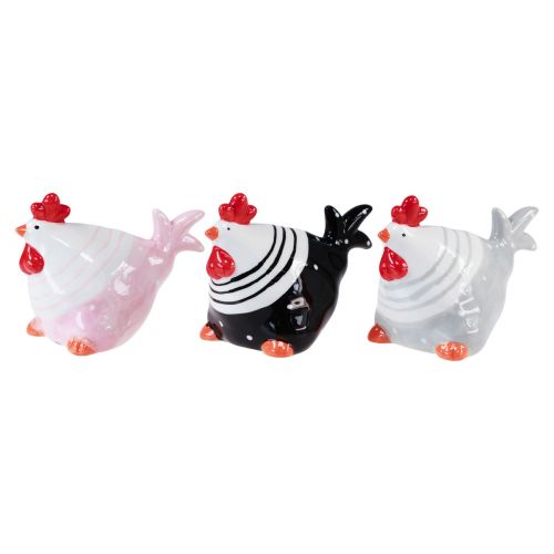 Floristik24 Poulets décoratifs figurines de décoration de Pâques poule 8,5 cm 3 pcs