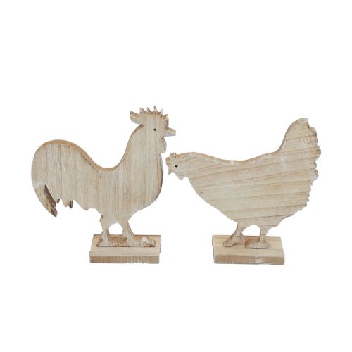 Floristik24 Poulet décoratif décoration de Pâques décoration de table en bois 14,5 cm lot de 2