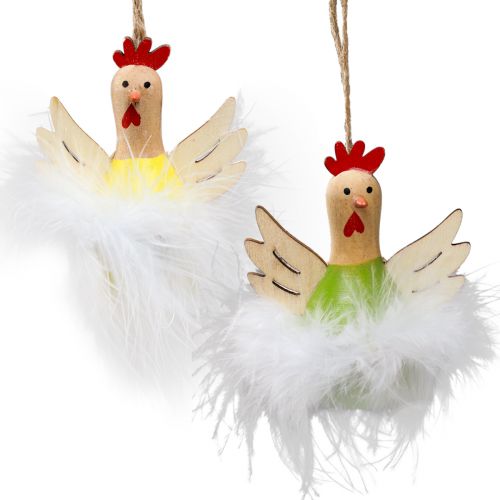 Floristik24 Décoration de Pâques poulet décoratif à suspendre décoration en bois H8cm 6 pièces