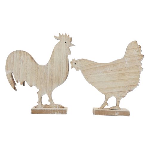 Article Décoration de table poulet déco Pâques décoration en bois vintage 19cm lot de 2
