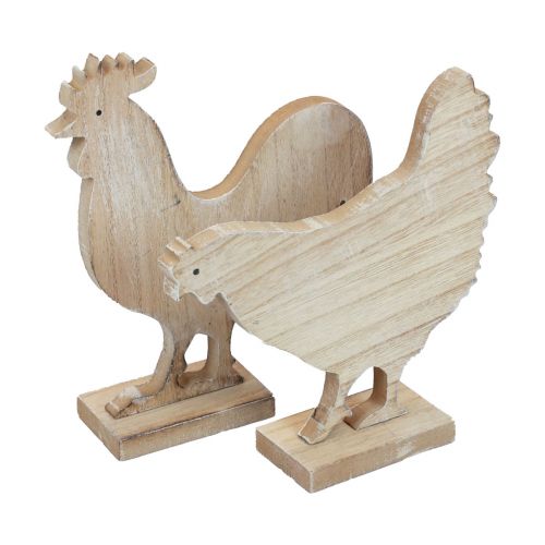 Article Décoration de table poulet déco Pâques décoration en bois vintage 19cm lot de 2