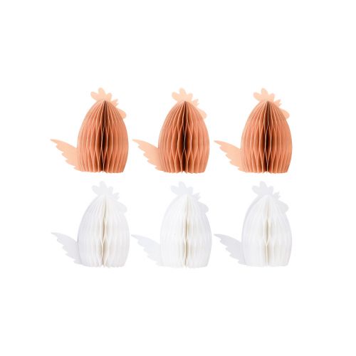 Article Papier nid d&#39;abeille poulet décoratif blanc orange 5,5×3,5×6cm 6 pcs
