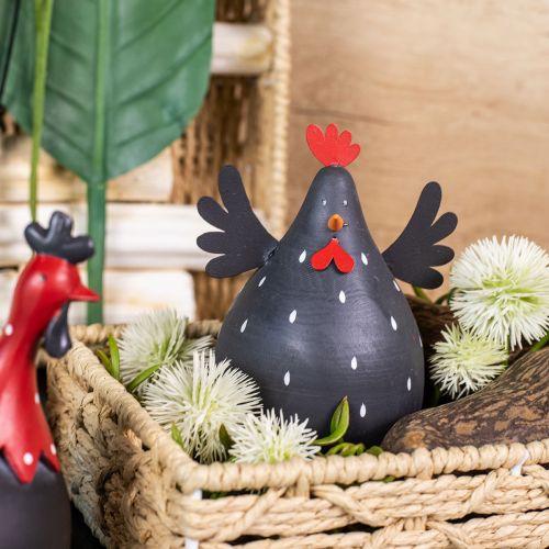 Article Poulet décoratif noir en bois décoration poule Pâques décoration bois H13cm