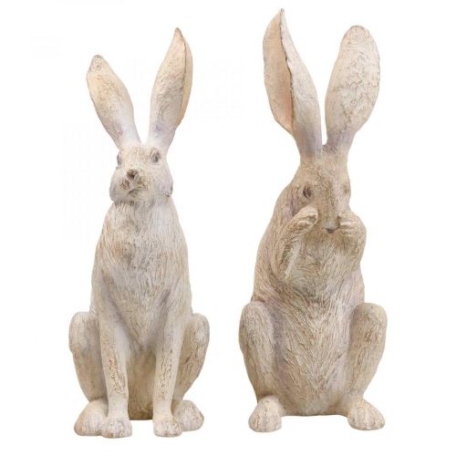 Floristik24 Déco lapin assis déco figurines lapin paire H37cm 2pcs