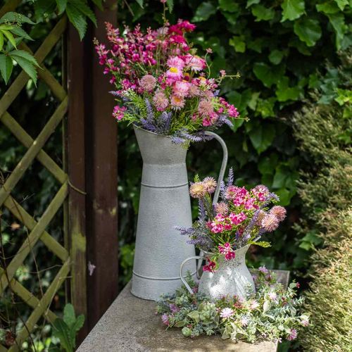 Floristik24 Pichet décoratif en métal pichet en métal blanc rustique Ø16,5cm H 41cm