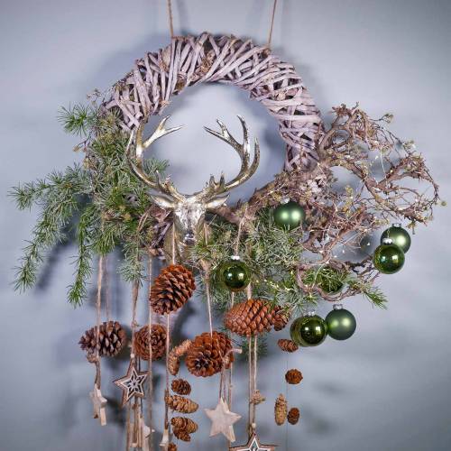 Floristik24 Couronne décorative liane bois blanchi Ø50cm