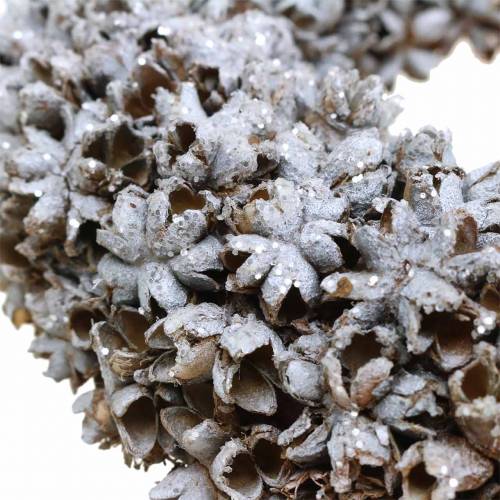 Floristik24 Couronne décorative anis étoilé avec paillettes lavé blanc Ø20cm
