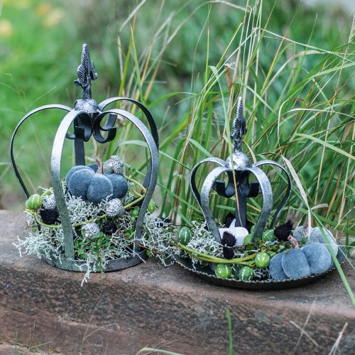 Floristik24 Déco couronne aspect argent vieilli métal Ø18cm H26cm