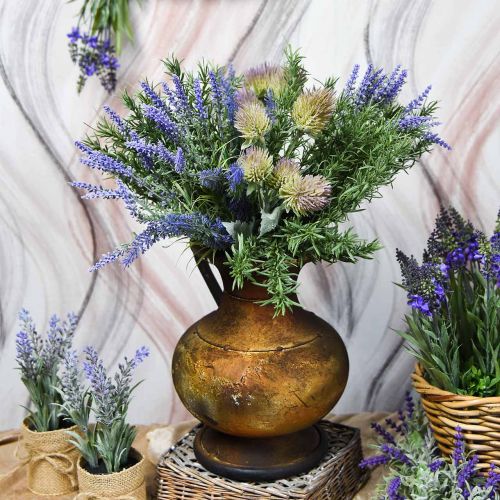 Article Déco carafe aspect antique vase vintage métal décoration jardin H26cm