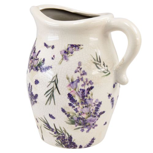 Floristik24 Pichet décoratif grès lavande violet crème décoration de table H21cm