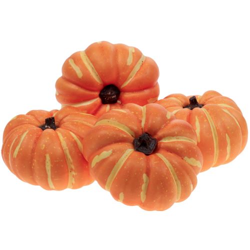 Floristik24 Décoration citrouille d&#39;Halloween, décoration de table automne orange 12,5cm H7cm 4pcs