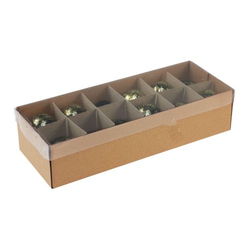 Article Oeufs de Pâques décoratifs véritable œuf d'oie noir avec paillettes dorées H7,5–8,5 cm 10 pièces