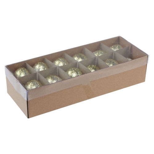 Floristik24 Oeufs de Pâques décoratifs véritable blanc d'œuf de poule avec paillettes dorées H5,5–6 cm 10 pièces