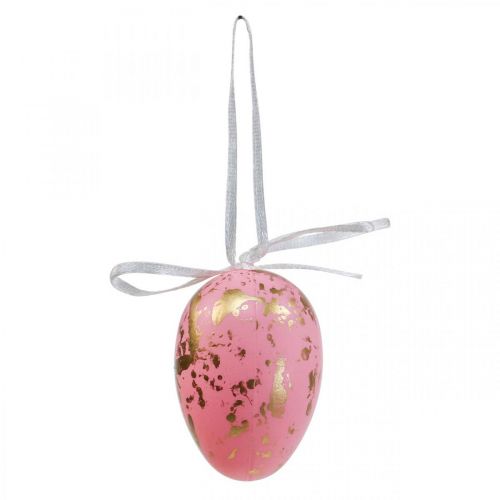 Floristik24 Déco oeufs de Pâques à suspendre décorations de Pâques rose/vert/doré 12 pièces