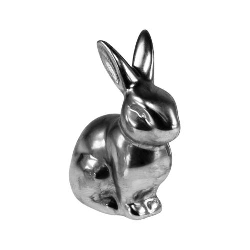 Article Lapin de Pâques Décoratif Argent Décoration de Pâques Lapin Assis H9cm 4pcs