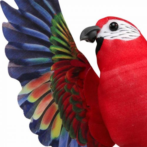 Floristik24 Bouchon fleur oiseau, déco perroquet rouge jaune 28×19cm 2pcs
