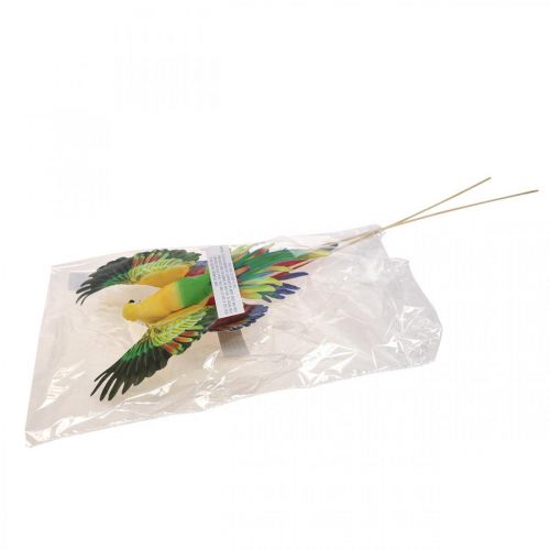 Floristik24 Bouchon fleur oiseau, déco perroquet rouge jaune 28×19cm 2pcs