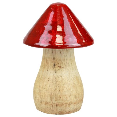 Article Champignons décoratifs champignons en bois rouge brillant décoration d&#39;automne H6/8/10cm lot de 3
