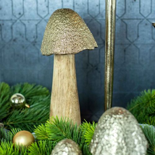 Floristik24 Champignon déco grand métal bois doré, figurine déco nature automne 32cm