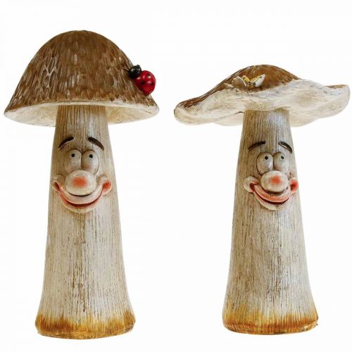 Floristik24 Champignons déco Décoration d'automne champignons rigolos Ø15/12cm H22/25cm 2pcs