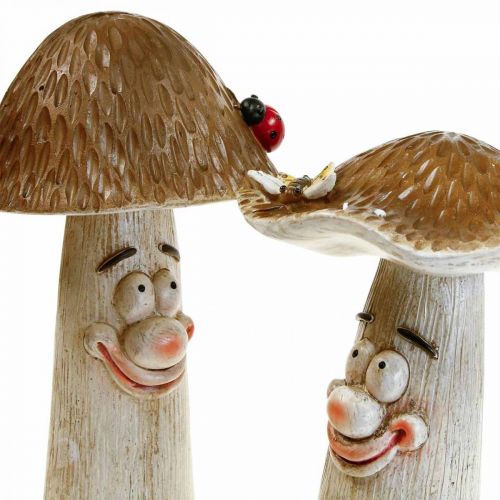 Floristik24 Champignons déco Décoration d'automne champignons rigolos Ø15/12cm H22/25cm 2pcs