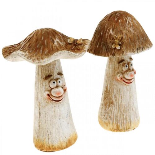 Article Champignons décoratifs décoration d'automne champignons rigolos Ø7/9cm H13cm 2pcs
