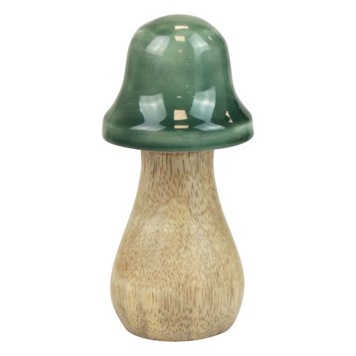Article Champignons déco champignons en bois vert foncé brillant H6/8/10cm lot de 3