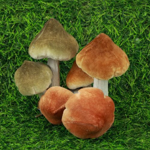Article Champignons décoratifs avec pince décoration d&#39;automne floqués assortis 9cm 3pcs