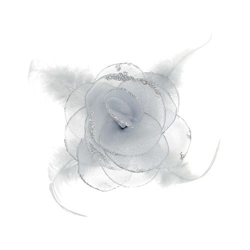 Floristik24 Rose déco sur clip Ø10cm argent 2pcs