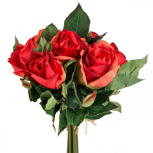 Floristik24 Bouquet de roses décoratives fleurs artificielles roses rouges H30cm 8 pcs