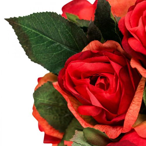Floristik24 Bouquet de roses décoratives fleurs artificielles roses rouges H30cm 8 pcs