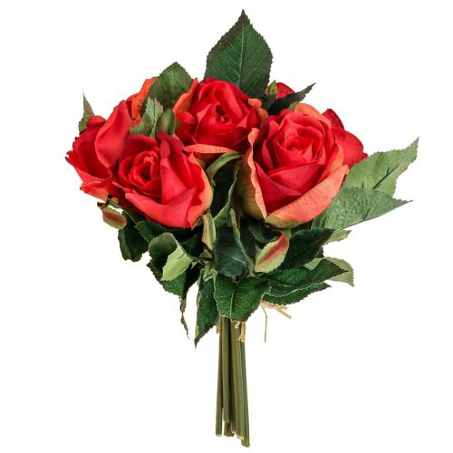 Floristik24 Bouquet de roses décoratives fleurs artificielles roses rouges H30cm 8 pcs