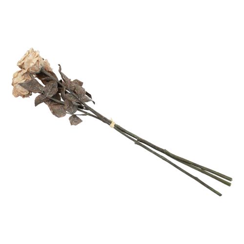 Article Roses décoratives Roses artificielles blanc crème fleurs en soie aspect antique L65cm paquet de 3