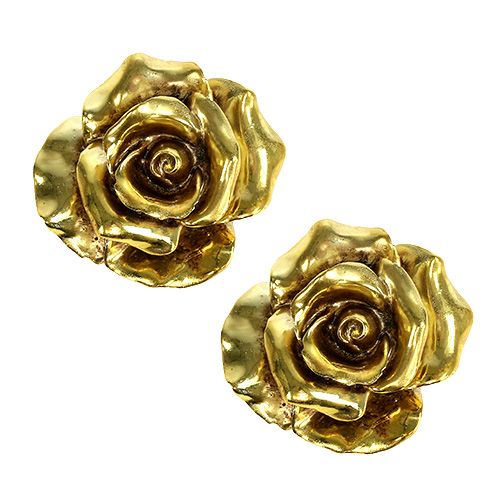 Floristik24 Roses décoratives dorées Ø8cm 6 pcs